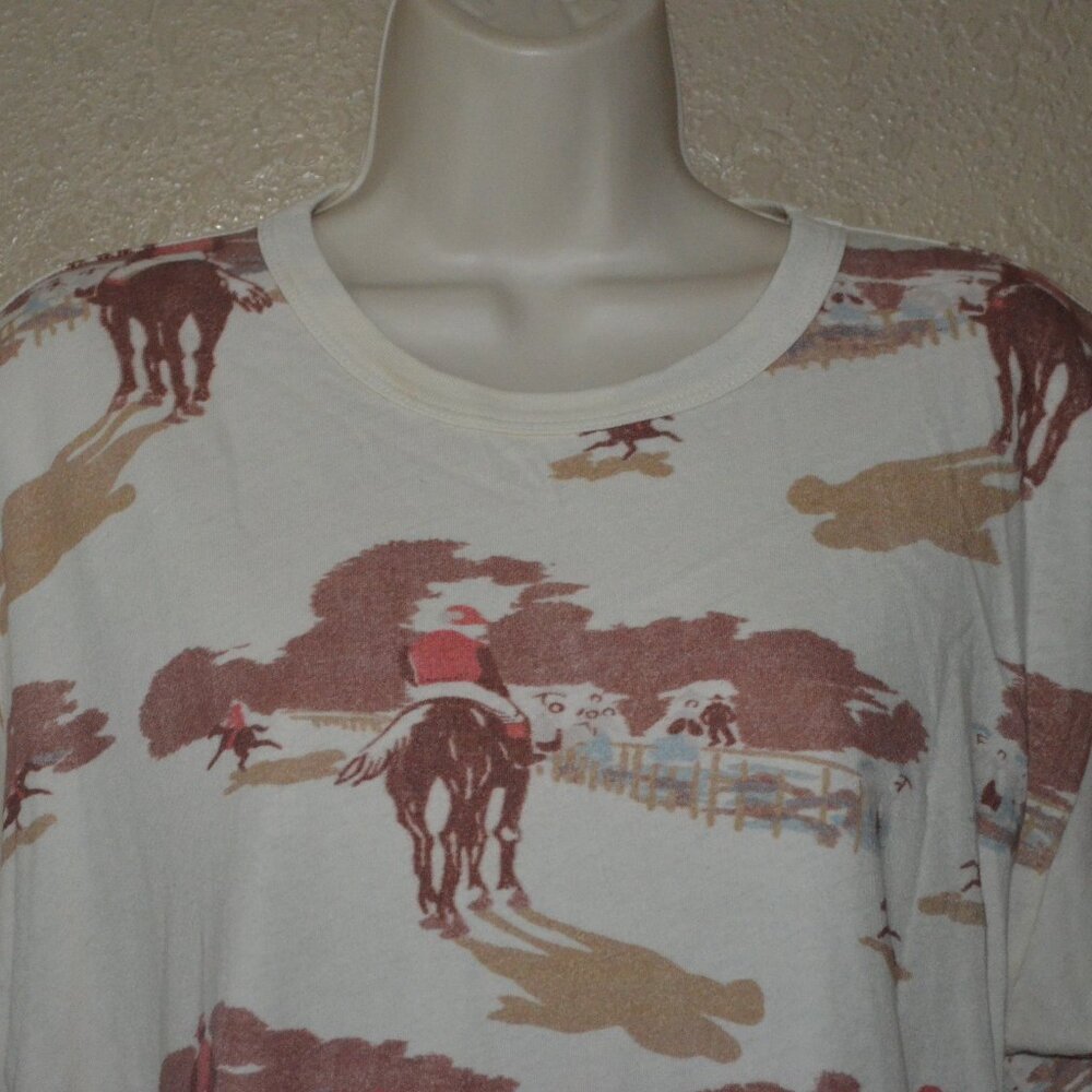 NWT $145 Sz 1 S The Great The Boxy Crew Tee Riding Horses Print T-Shirt - Picture 2 of 6